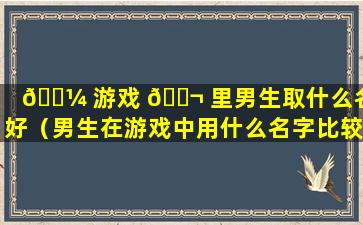 🌼 游戏 🐬 里男生取什么名字好（男生在游戏中用什么名字比较好）